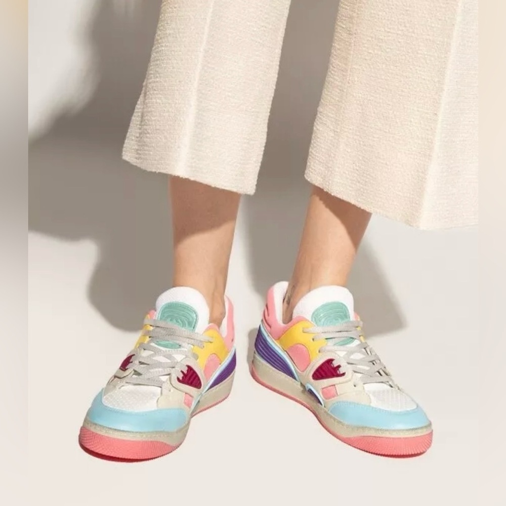 GUCCI Basket Low Top GG Demetra Vegan Distressed Basketball Sneakers EU 40.5 - Picture 4 of 12